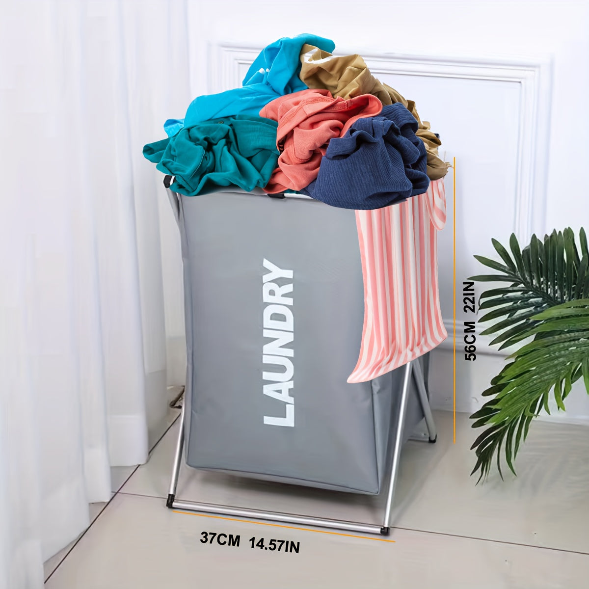 Large Capacity Foldable Laundry Hamper with 3 Sections and Handles - Waterproof 19" Tall Laundry Basket for Dirty Clothes Storage. Perfect for organizing your laundry with ease.