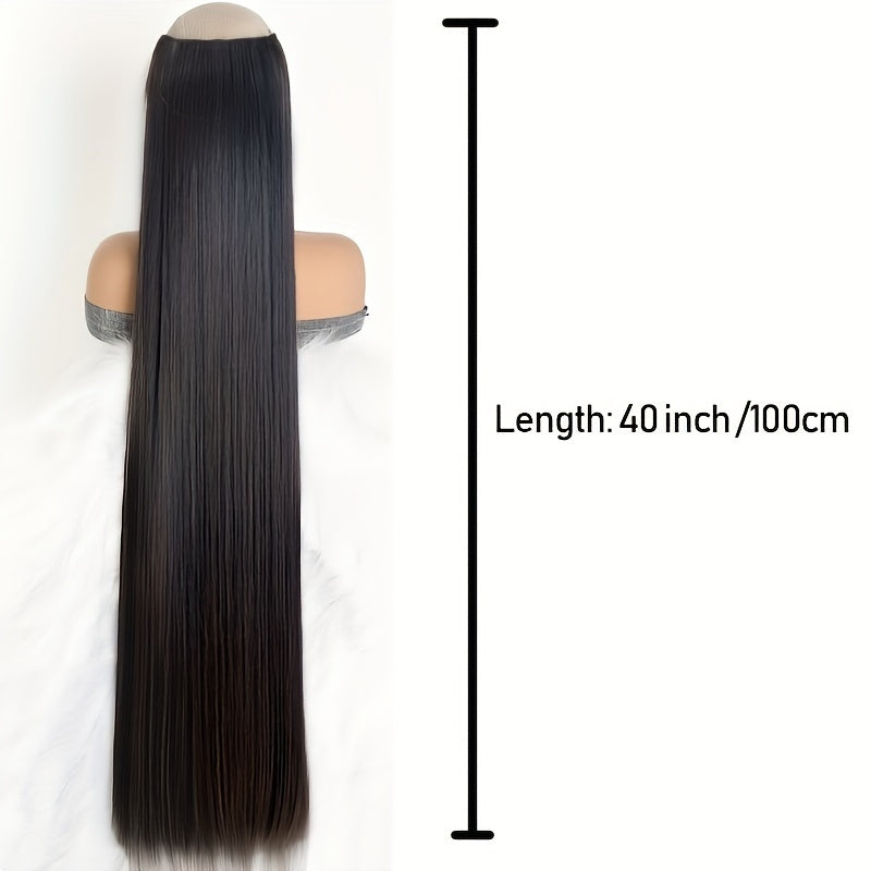 Women's 101.6cm Silky Straight Ponytail Clip-In Hair Extension: Basics Style, Instant Length & Volume for All Hair Types