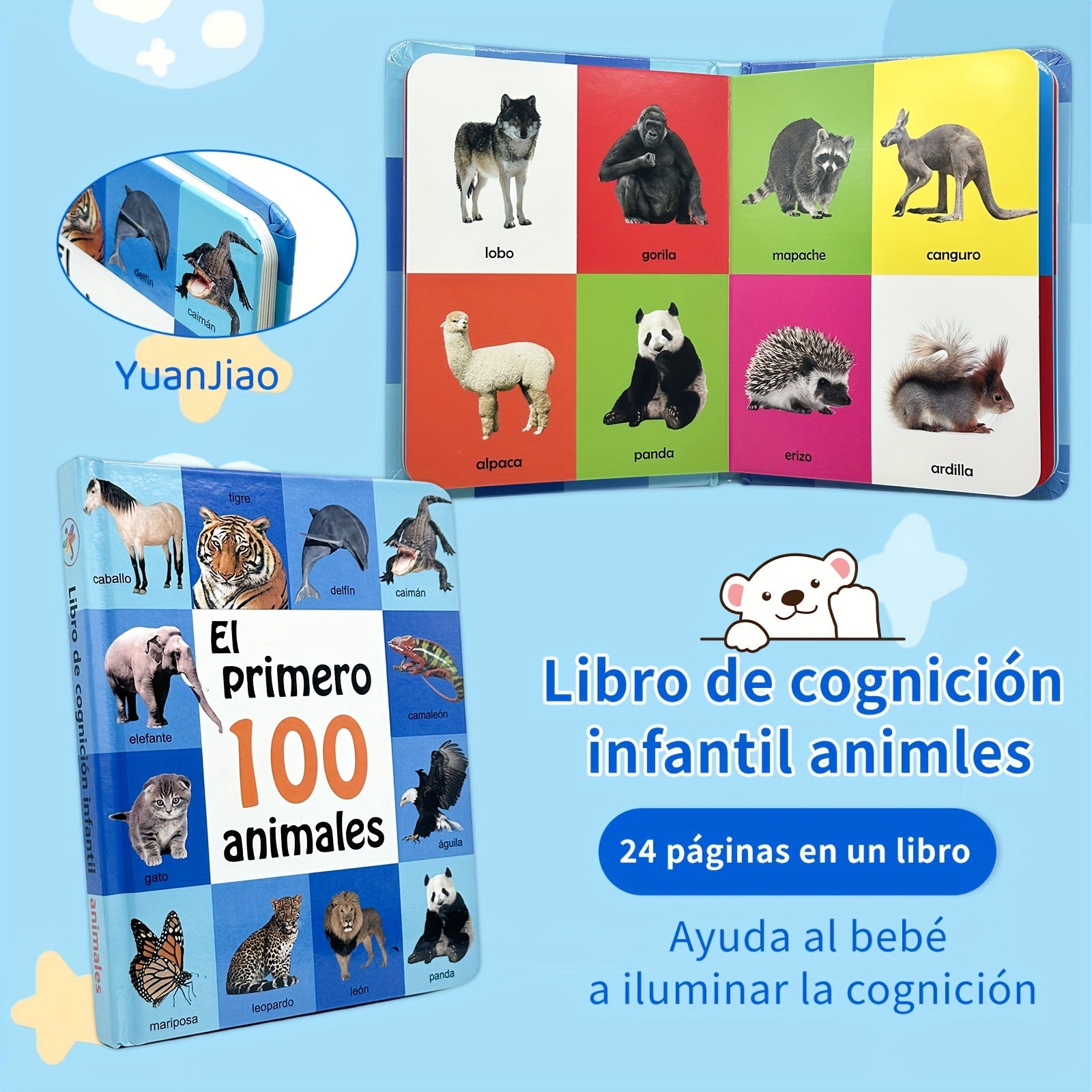 Teenybaby 1 Spanish Encyclopedia Board Book for Kids to Enhance Learning Skills