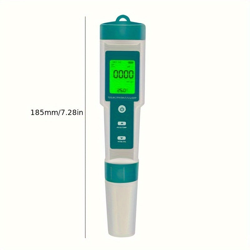 Одна ручка для тестирования качества воды с 7 функциями: TDS, pH, ORP, EC, TEMP, СОЛЕНОСТЬ, S.G. ЖК-дисплей с подсветкой, работающая от батареек, пластиковый материал, батарея не включена.