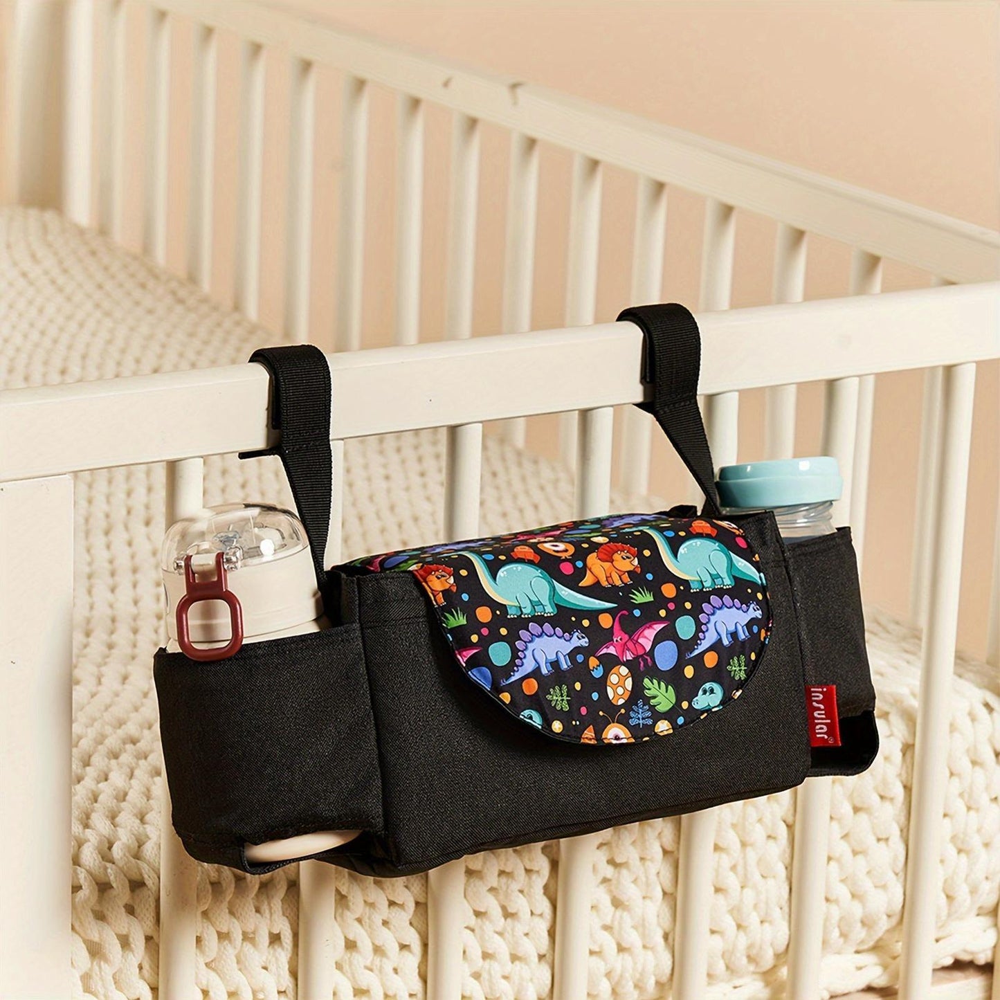 Polyester Multi-Purpose Stroller Organizer - Ideal for Storing Diapers, Bottles, and Cups