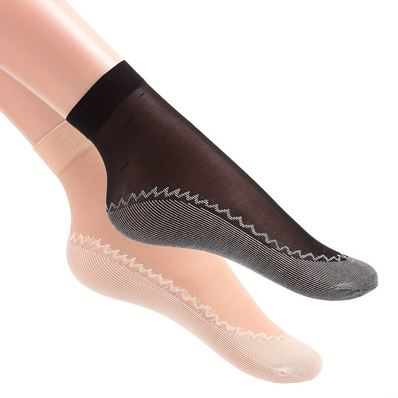 5 sets of lace mesh socks, thin, breathable, anti-snag, non-slip, women's stockings & hosiery.