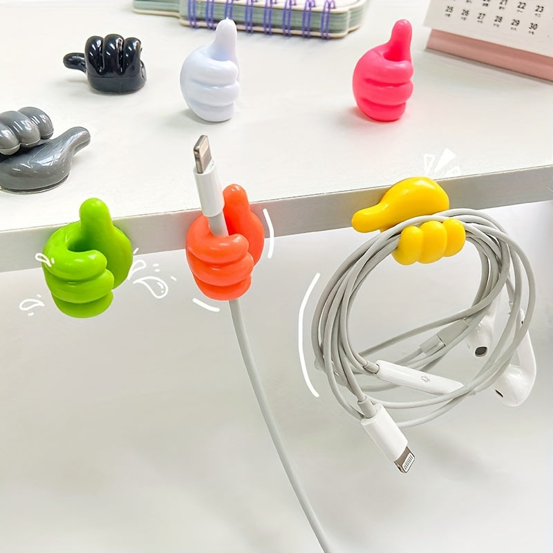 10 Hand-Shaped Rubber Hooks for Cable Organization in Random Color