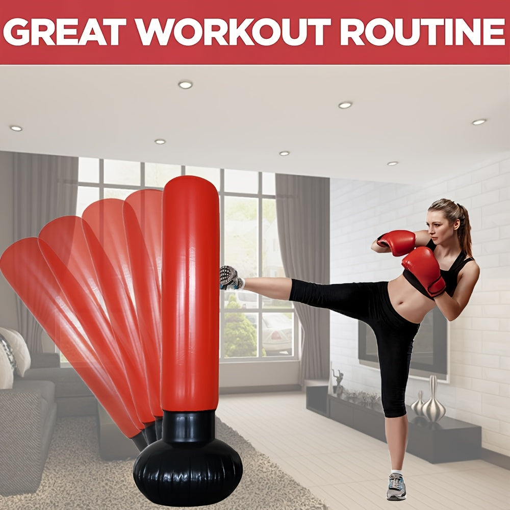 Compact and lightweight vertical punching bag for home gym and training parties, with quick rebound and relaxation benefits. Foldable PVC boxing column in mixed color, perfect for fitness