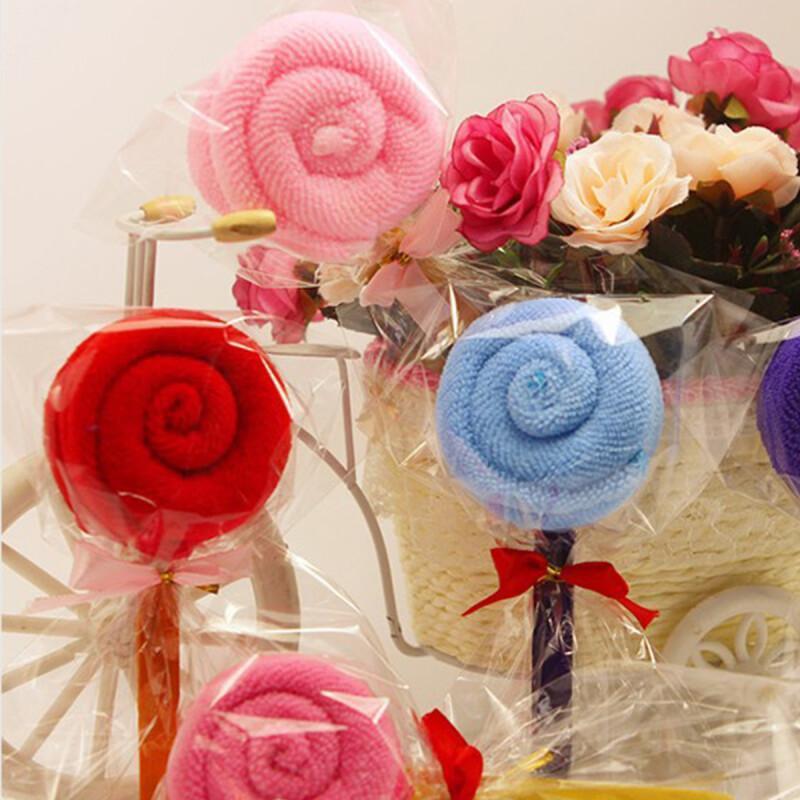 2 or 4 pieces of lollipop-shaped cake towels, a creative and charming gift for weddings or birthdays.