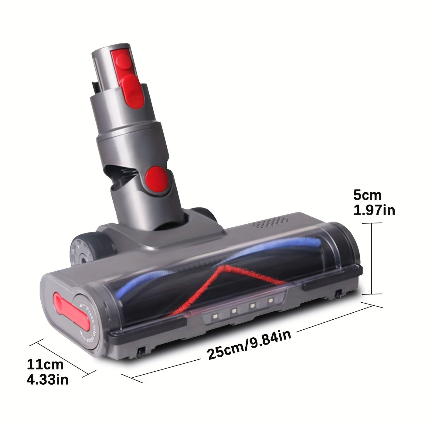 Improved Floor Brush Attachment designed for Dyson Cordless Vacuum Cleaners - Compatible with V7, V8, V10, V11, V15 Models - Features a Weak Magnet, Battery Not Included, Motorhead, suitable for Dyson V Series - Equipped with LED Headlights for enhanced