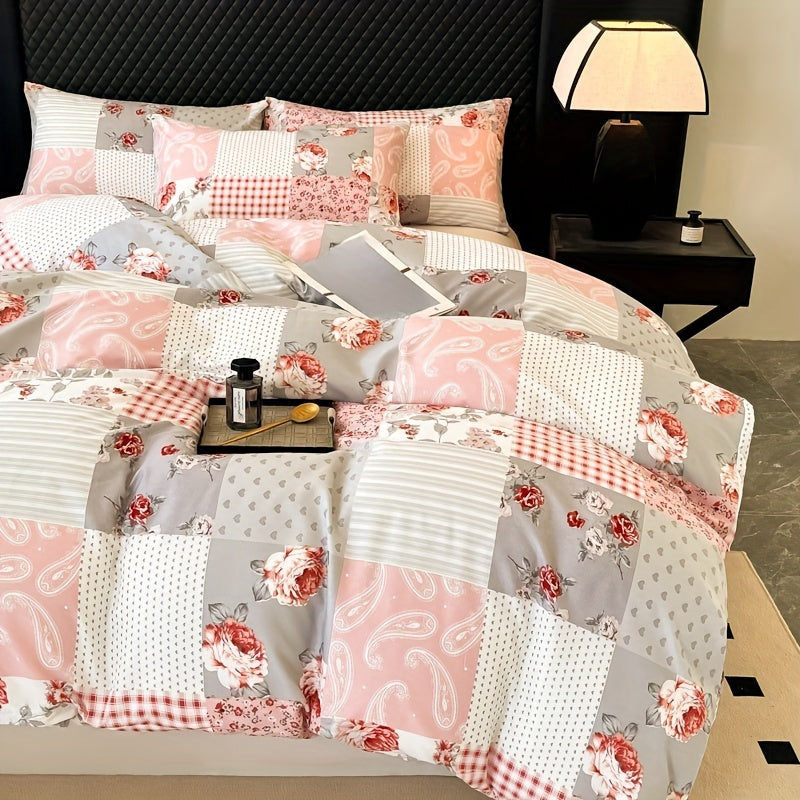 Soft and skin-friendly, this Pink Patchwork Print Quilt Cover Set is made of Polyester Microfiber Brushed Fabric. Perfect for bedroom and guest room decor, this set includes 1 quilt cover and 1 or 2 pillowcases (coreless). Complete your home furnishings