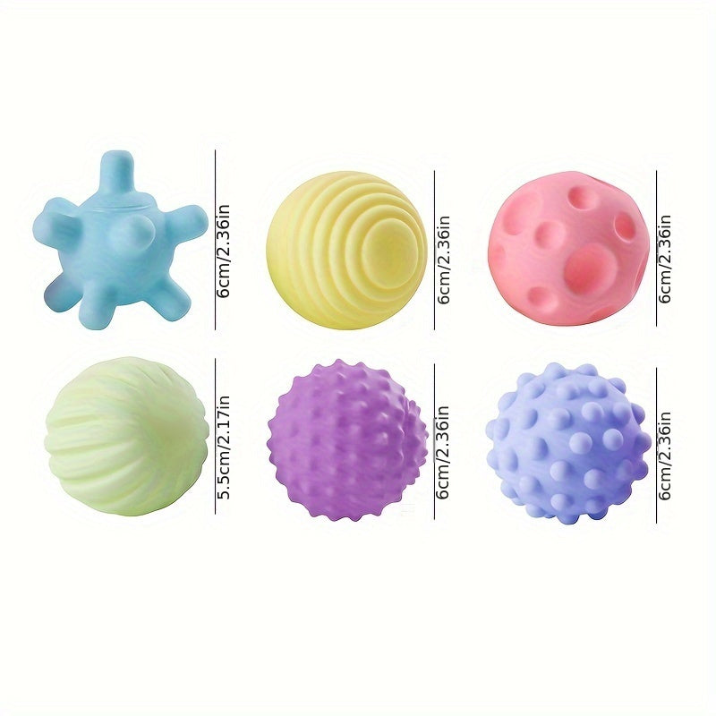 A Set of 6 Soft Rubber Hand Grip Pinch Balls Toys, Bagged Soft Rubber Hand Grasping Balls, Manhattan Tactile Perception Massage Balls, Puzzle Cognitive Balls for Chewing, Perfect Birthday, Christmas, Halloween, and New Year's Gifts for Friends!