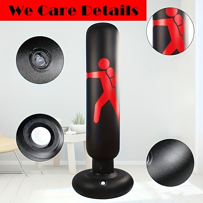 Freestanding inflatable punching bag for kids with stand. Includes gloves for karate and kickboxing. Ideal gift for boys and girls.