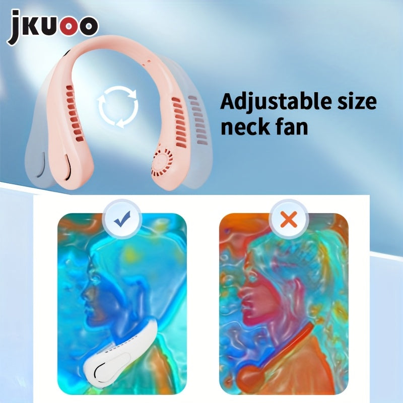 Stay cool on-the-go with our USB Hanging Neck Fan - a portable, leafless and silent electric fan that's perfect for outdoor use. Say goodbye to discomfort and enjoy hands-free cooling with this innovative device!