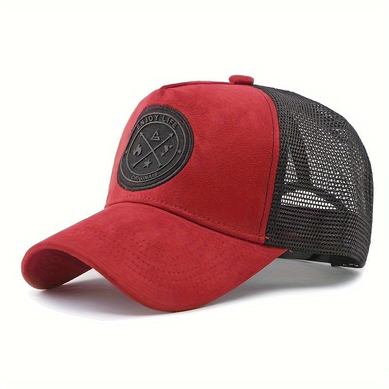 Men's adjustable baseball cap in lightweight polyester with two-tone mesh design and logo. Available in multiple colors.