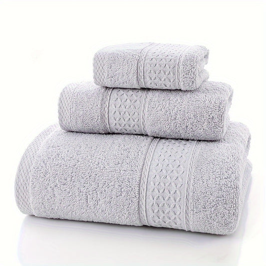 Luxurious cotton bath towel set available in 3 or 6 pieces, with high absorbency and durability. Perfect for hotel, home, spa, and sauna use. Various color choices.