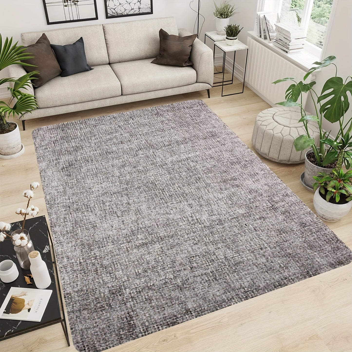 Durable Non-Slip Area Rug with Soft Texture - Easy to Clean, Machine-Washable Floor Mat for Living Room and Kitchen, 1 Piece, Simple Design, Lightweight, Resistant to Dirt, Rectangular Shape, 1cm Thickness