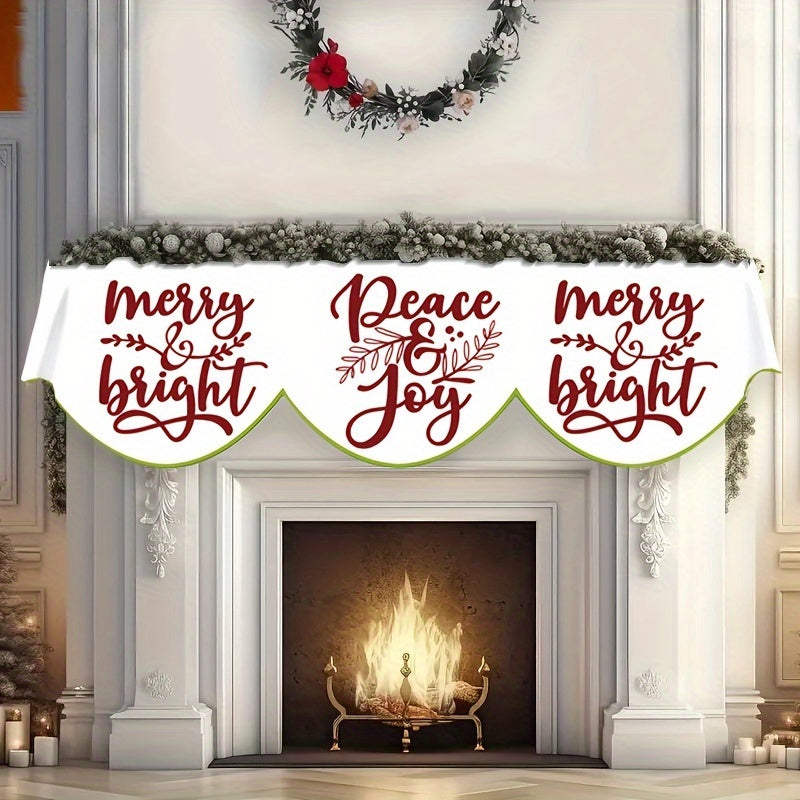 Celebrate the Season with this Festive Merry Christmas Fireplace Mantle Scarf! Made of Polyester, Easy to Set Up, Ideal for Living Room or Indoor Window Display. Measures 49.78cm x 78.7" - No Power Needed.