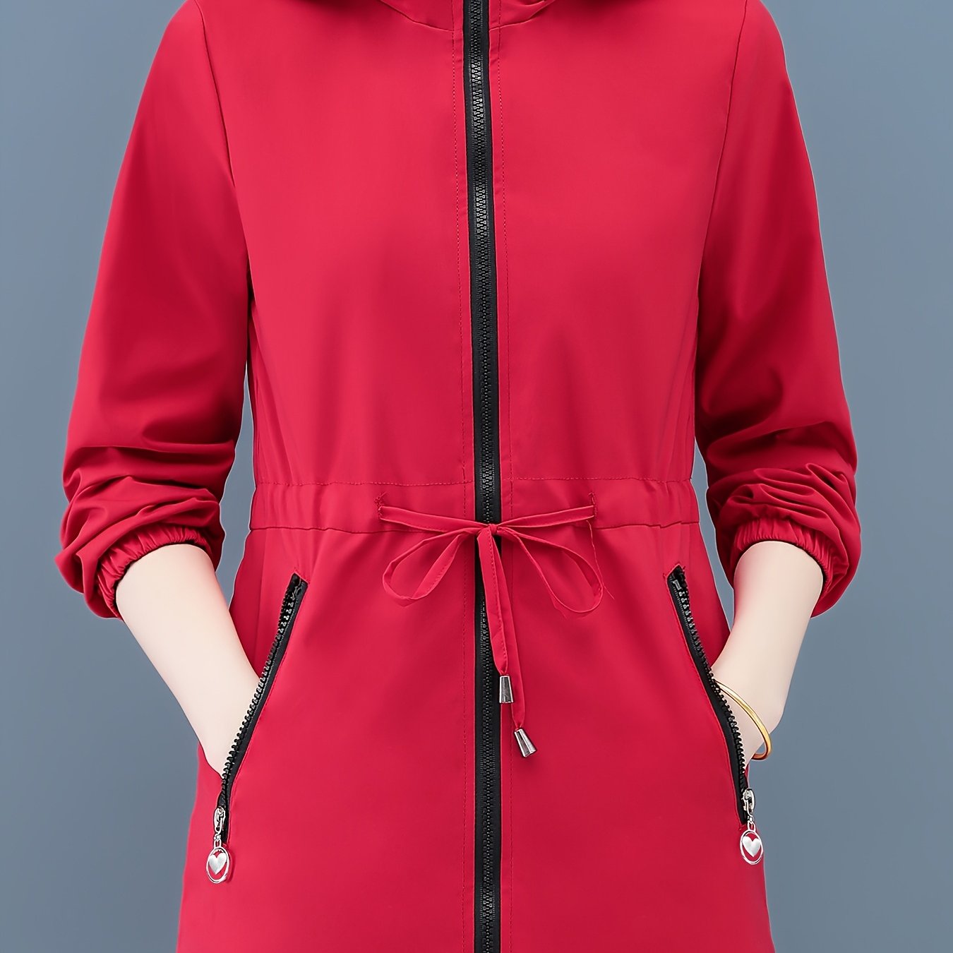 New 2024 reversible windbreaker for women, perfect for spring and fall. Lightweight zip-up hooded jacket with long sleeves.