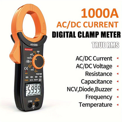 Aicevoos Digital Clamp Meter, 6000 Counts 600A/1000A AC/DC Current, Auto Rang, True RMS Multimeter Ammeter Voltage Tester with NCV.