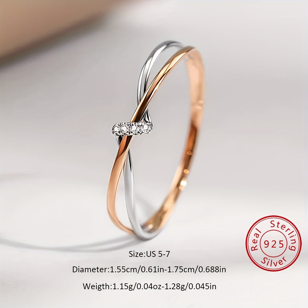 Ajoyib Rose Gold 925 Sterling Silver uzuk, porloq Zirconia bilan bezatilgan - Onalar kuni, maxsus tadbirlar va har kuni kiyish uchun ideal sovg'a