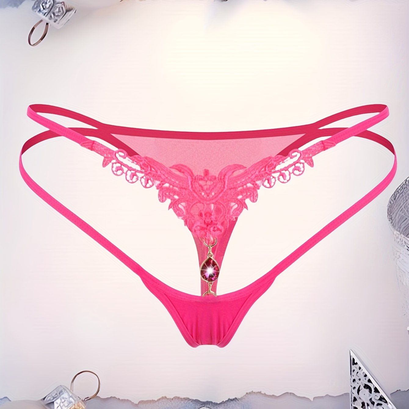 High-end rhinestone thong for girls.