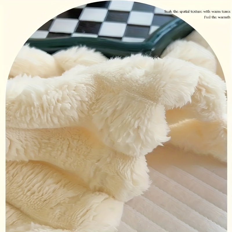 Double-sided Simulation Rabbit Fleece Blanket - Soft and Warm Throw Blanket, Anti-static and Non-shedding - Perfect for Student Dorms, Offices, Lunch Breaks, Cars, Sofas, and Travel - Multi-functional and Suitable for All Seasons.