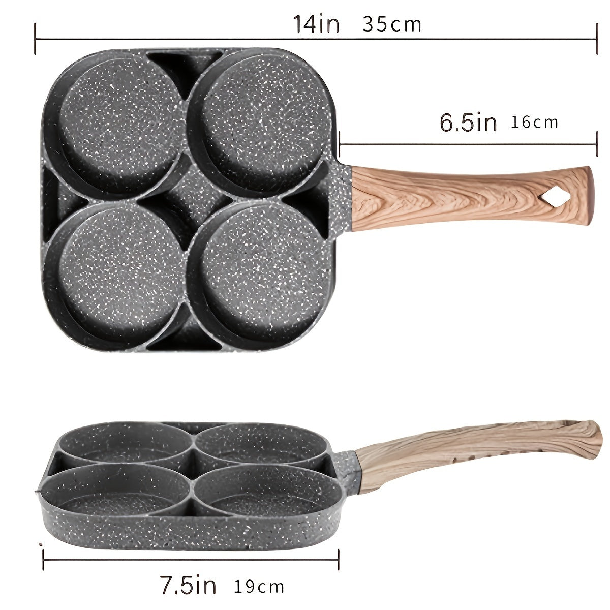 Non-stick frying pan with wooden handle, ideal for making eggs and burgers on induction cookers and gas stoves. Great for a variety of dishes!