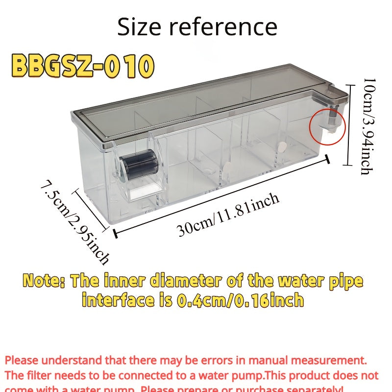 AquaPure 3-in-1 Fish Tank Overhead Filter Kit, Non-Electric, Suitable for Small Aquariums, Battery-Free, Includes Filter, Consumables, and Water Pipe.