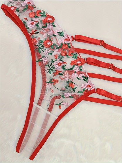 Sexy see-through triangle underwear with embroidered jacquard mesh