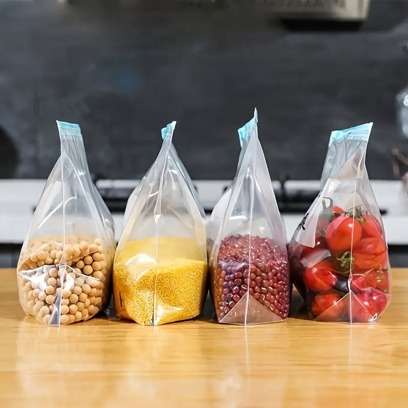 BPA-Free Reusable Plastic Vacuum Sealer Storage Bags - Choose from 10, 15, or 20 Pack Ziplock Preservation Bags for Food. Seal Bags Perfect for Fruits, Vegetables, Beans, and More. Non-Electric, Multifunctional Home Organization Solution.