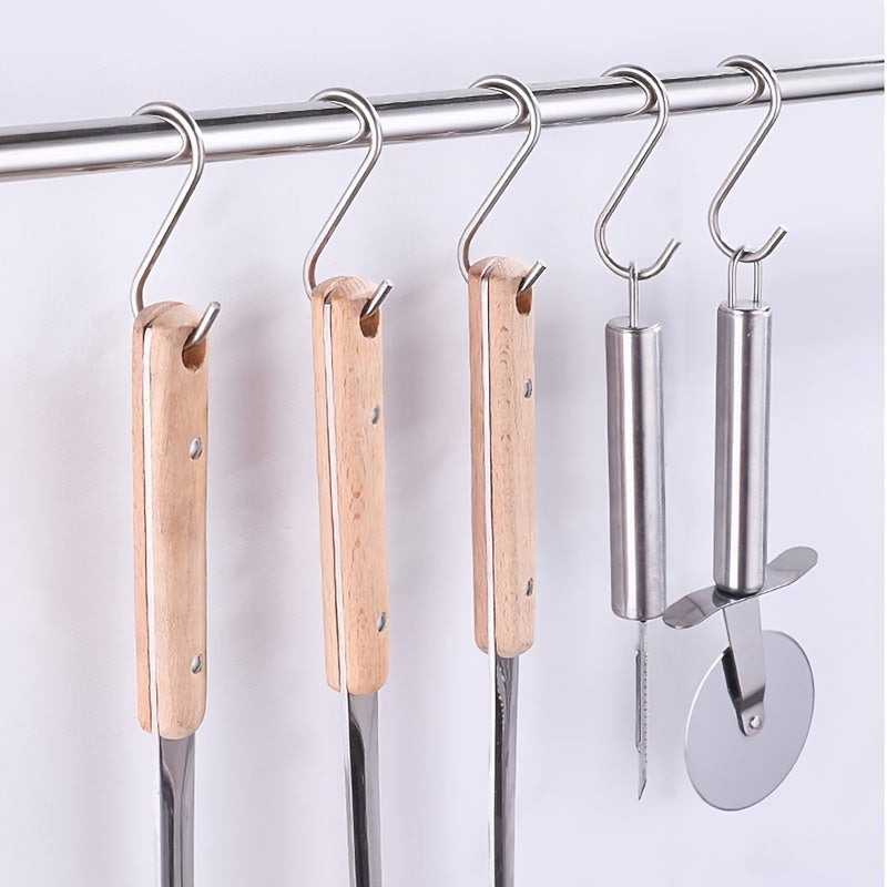 10 stainless steel S-shaped hooks for bathroom and household use in a bag