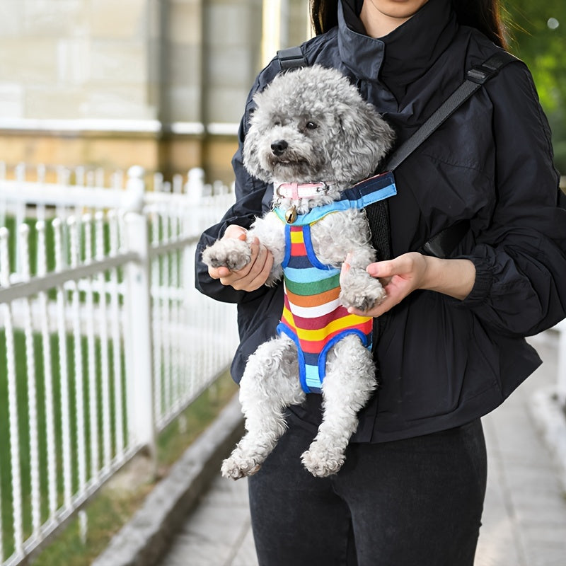 PetAmi Adjustable Pet Carrier Backpack made of soft polyester with comfortable shoulder pad, easy-to-use buckle system, secure zipper closure, suitable for small to medium dogs and cats