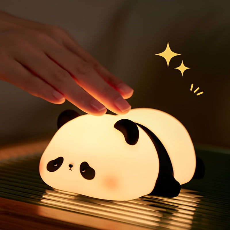 YETHKE Cute Panda Night Light: Touch control, USB rechargeable, adjustable brightness, modern design - perfect for bedroom decor.