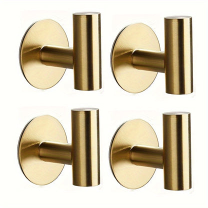 4pcs Modern Metal Towel Hooks, Self-Adhesive, Easy Wall Mount Install for Bathroom, Kitchen, Home