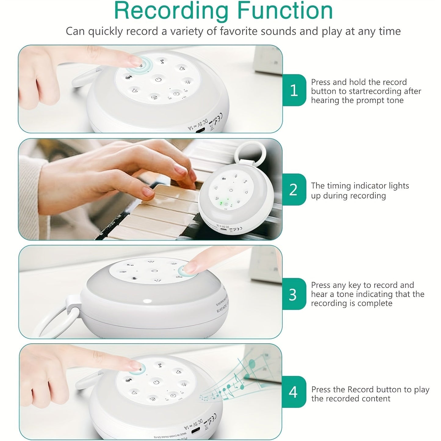 White Noise Sound Machine SA18 features 24 soothing sounds, a customizable night light, and a convenient travel hook - perfect for relaxation and children.