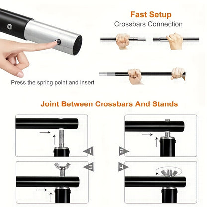 Adjustable, durable, and portable photography backdrop stand with 1pc 7x7ft or 7x10ft size, includes 2pcs spring clamps, 2pcs plastic clamps, and carrying bag. Stable design for portrait