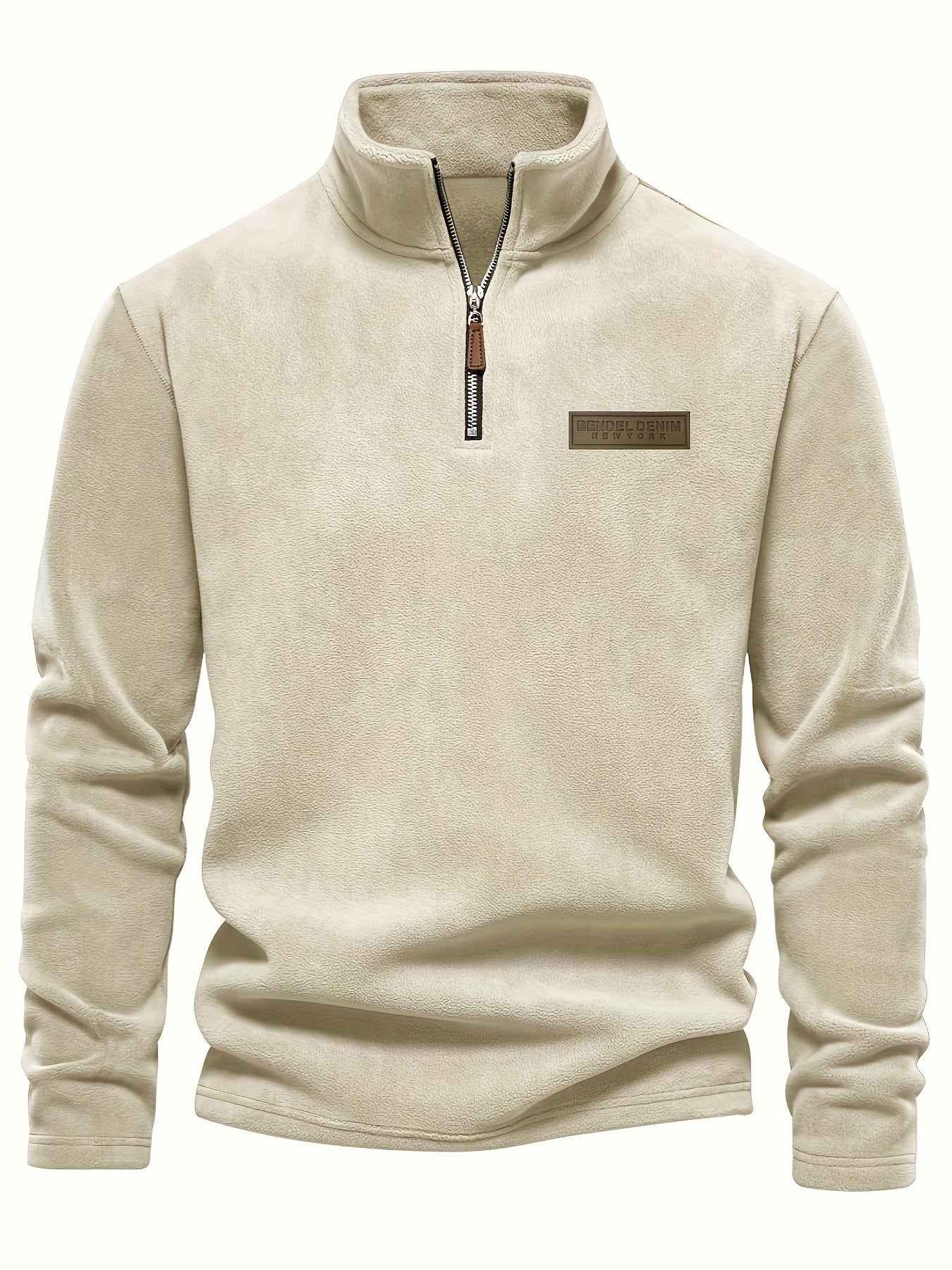 Men's Half-Zip Fleece-Lined Sweatshirt- Casual, Stand Collar, Long Sleeve for Fall/Winter