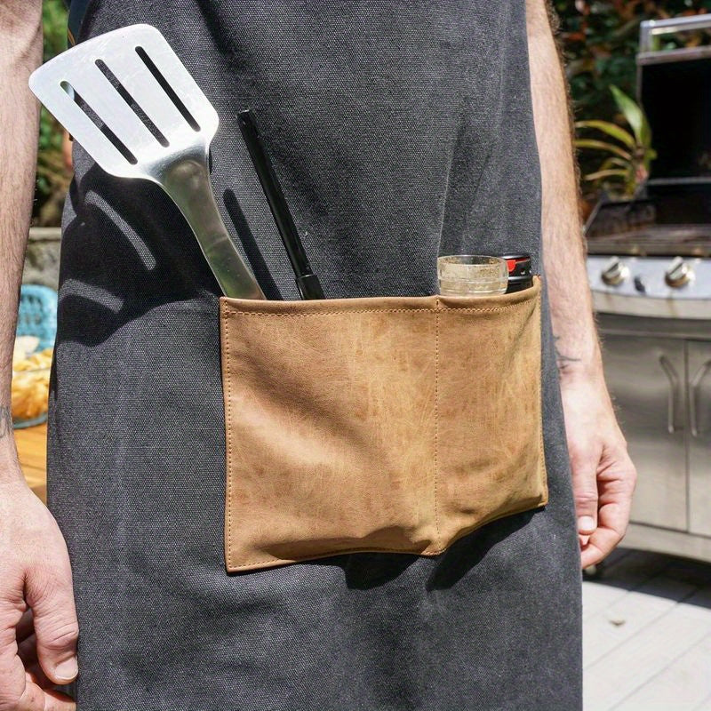 Canvas Grilling Apron for Men, Adjustable Strap and Pocket, Perfect BBQ and Grill Accessory