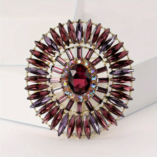 Opulent Red Crystal Brooch featuring Marquise Shapes - A Stylish and Confident Fashion Accessory for Women