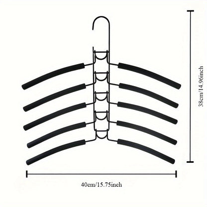 5-Layer Magic Hanger: Compact Clothes Organizer for Dorms & Wardrobes - Space-Saving, Non-Slip, and Foldable