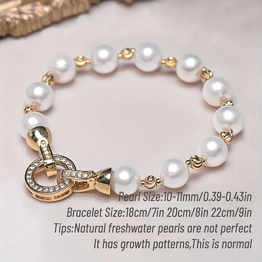 Beautiful handmade bracelet crafted with freshwater pearls, suitable for both formal events and everyday wear. Makes a wonderful gift for holidays like Christmas and Valentine's Day, as well as other special occasions.