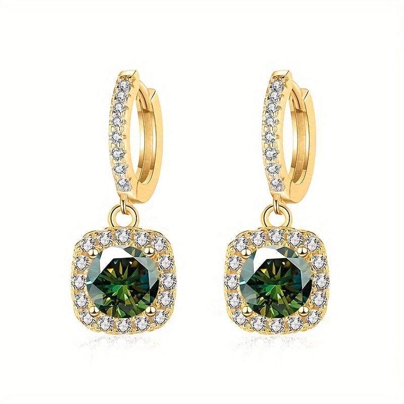 Luxurious and elegant, these 925 sterling silver Moissanite drop earrings are perfect for women on all occasions. With a gold plating and 6.5mm size, they are the perfect accessory for daily wear or special events such as weddings, parties, banquets