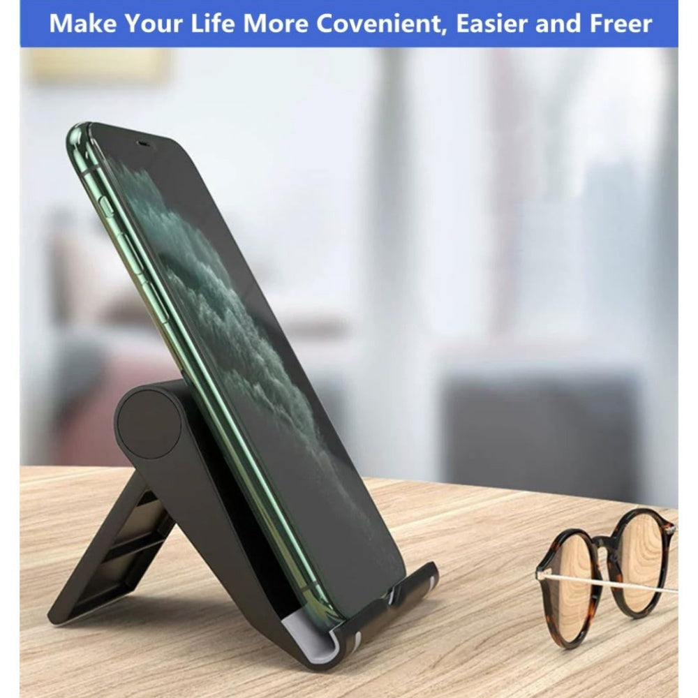 Folding and portable desktop stand for smartphones and tablets - Rotating design for versatility