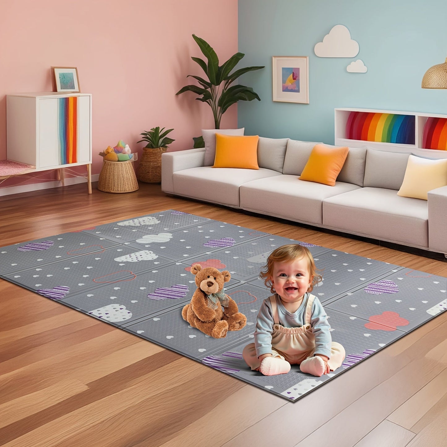 The perfect gift for the holidays, this Double-Sided Waterproof Foldable Play Mat is made from XPE Non-Toxic Material with an Anti-Slip Surface. Featuring a Multi-Color Design, it is ideal for playtime and tummy time for old children.