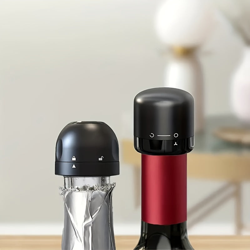 4 reusable, leakproof wine and champagne bottle stoppers in black for bars, restaurants, and hotels.