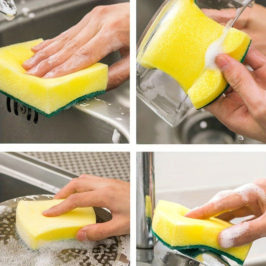 Versatile Cleaning Sponges - Pack of 10/12/24, Strong and Long-Lasting, Dual-Sided Scrubbing Pads for Kitchen & Household Use, Gentle on Surfaces, Perfect for Dishes, Floors, and Bathrooms