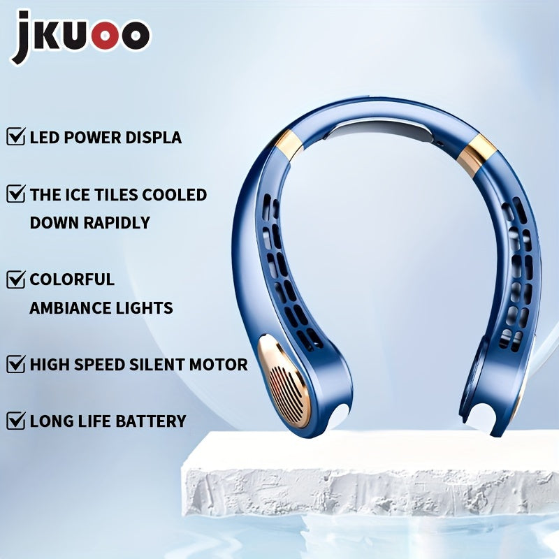 Introducing the JKUOO 2025 Neck Fan – Now with Upgraded USB Rechargeable Technology! This portable personal cooling device features a built-in lithium battery for unmatched convenience. Enjoy quiet operation with 5-speed adjustment options and LED lights