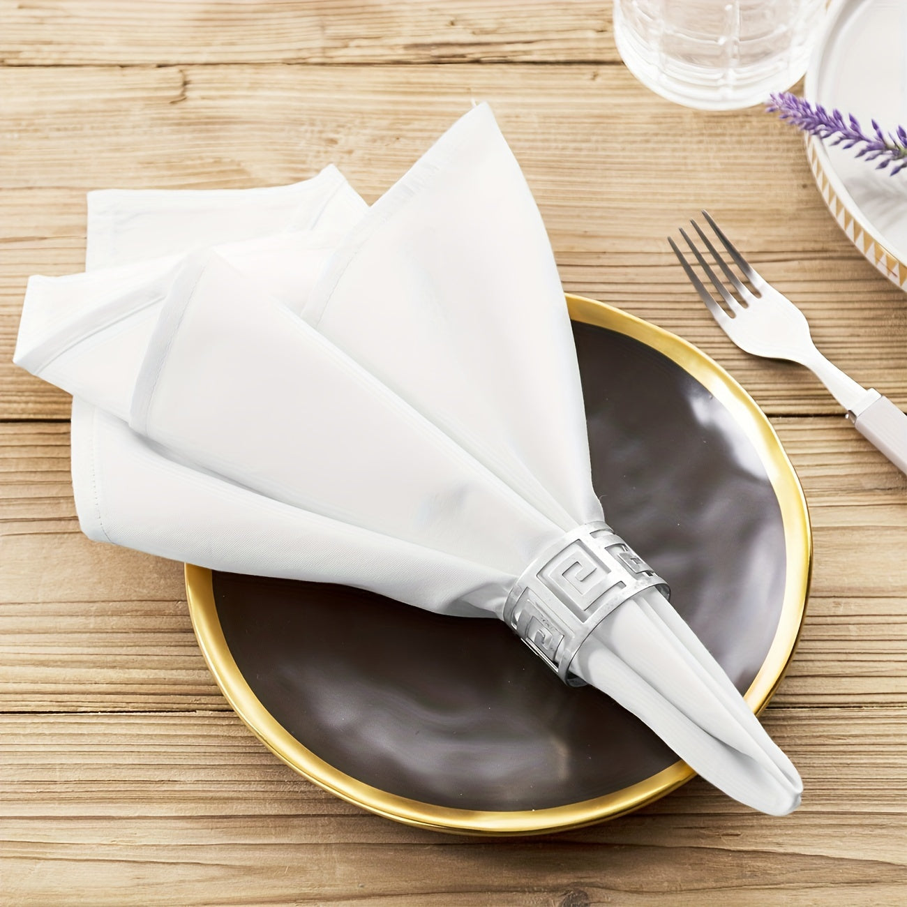 12 elegant white polyester cloth napkins, oversized, square, double folded with hemmed edges. Perfect for dining, restaurants, weddings, Thanksgiving & Christmas. Smooth texture, easy to care for.