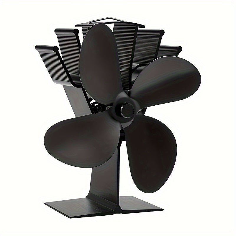 This high-speed 4-blade wood stove fan efficiently distributes heat with its high-quality, battery-free design. Made from sturdy painted metal, it is ideal for promoting air circulation and cooling in any space, whether at home, in the office, or