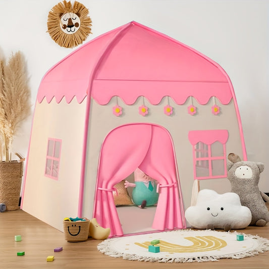 Pink flower-themed Princess Tent, a perfect gift for birthdays and holidays, suitable for both boys and girls.