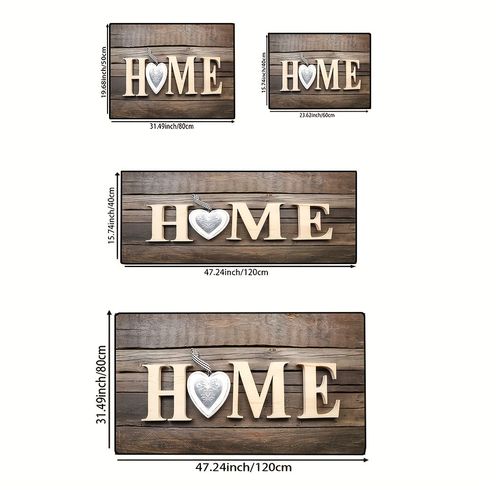 Rustic Wood Grain "HOME" Doormat with Heart Accent - Stain-Resistant, Low Profile, Absorbent Polyester Mat for Indoor/Outdoor Use - Machine Washable - Ideal for Living Room, Bedroom, Bathroom, Kitchen - Home Decor Entrance Rug