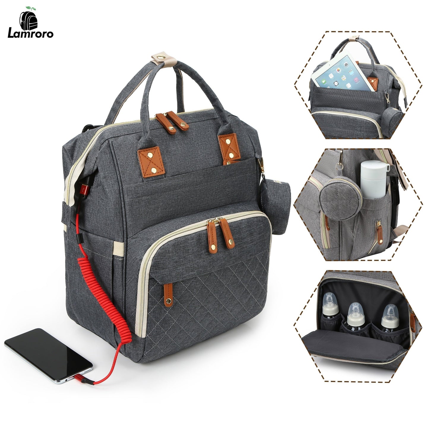 Get ready for all your travels with the Lamroro Diaper Bag Backpack! This versatile backpack is perfect for parents on-the-go, with a spacious design that can hold all your baby essentials. It's also waterproof and stylish, making it the perfect gift for