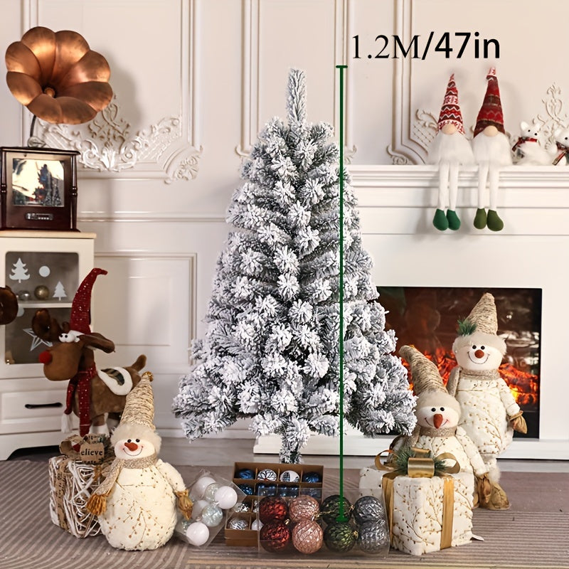 Luxury Crypt Christmas Tree Made of Flocked Artificial Cedar, Reusable with Simple Assembly & Disassembly, Convenient Detachable Storage, Perfect for Festive Home, Office, and Party Decor - White